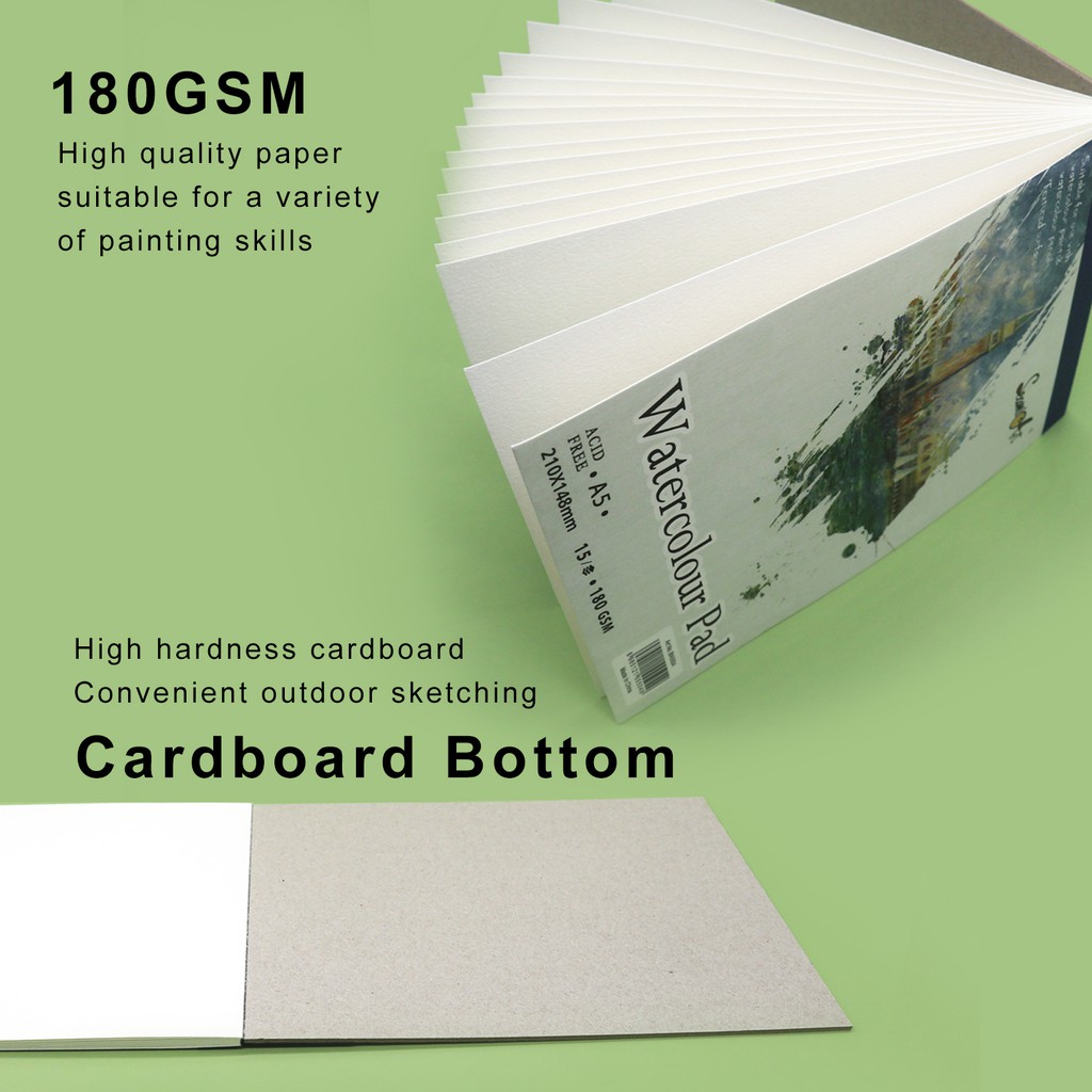 Bộ 15 tờ giấy vẽ 180GSM SeamiArt tiện lợi cho màu nước/màu bột