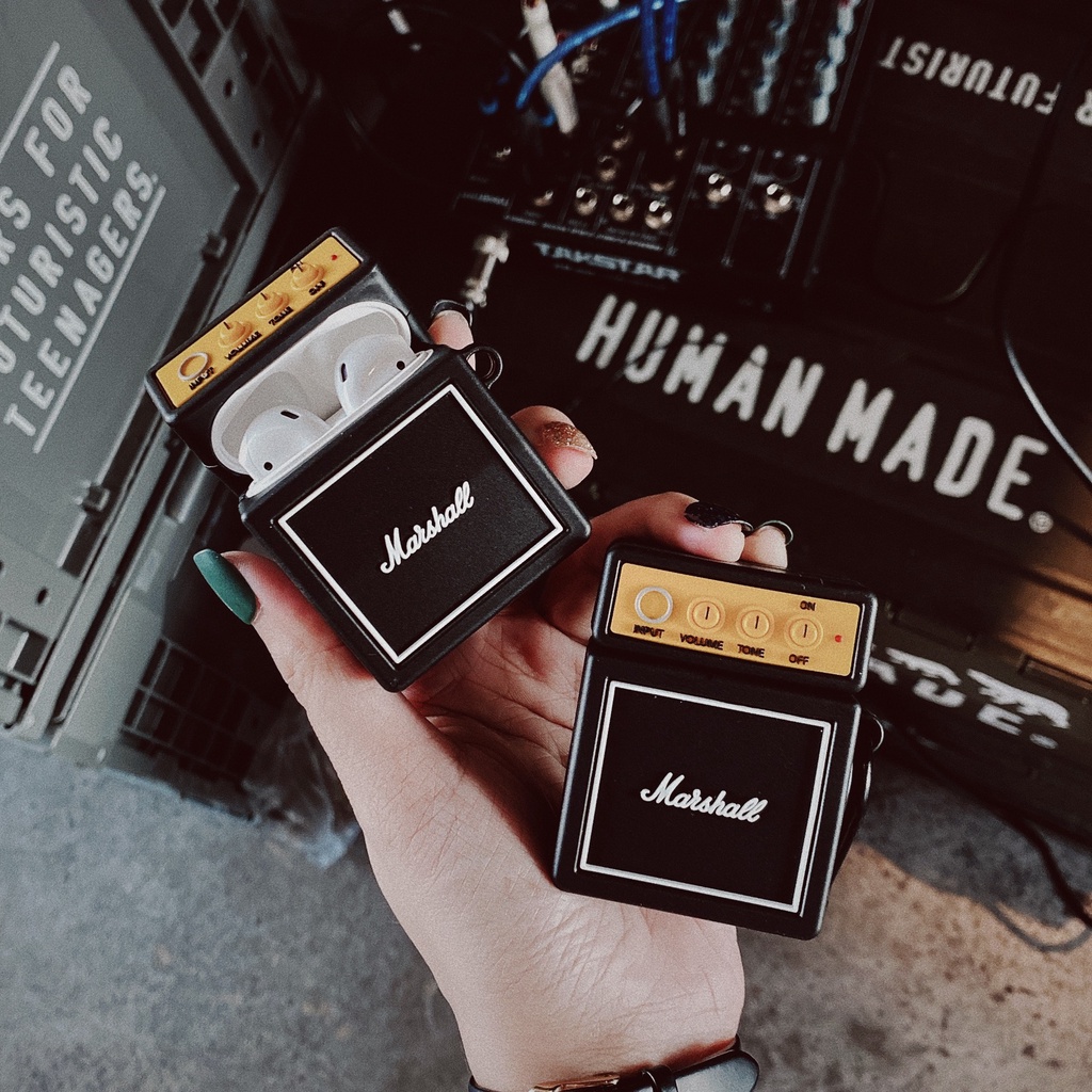 Ôp airpods 3  - Case Airpods 1 2 3 Pro, Vỏ bọc hình Loa Marshall - Tặng kèm móc khóa