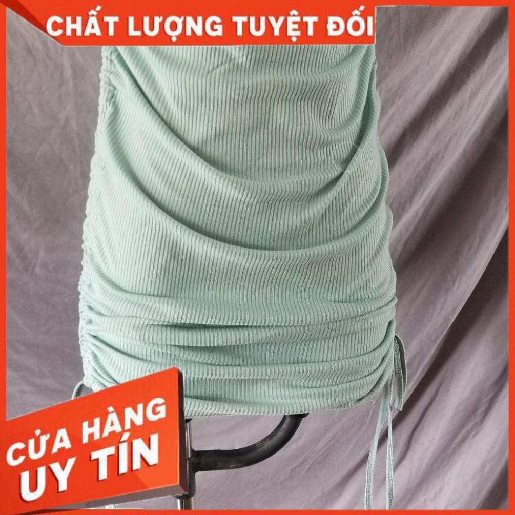 [SANG TRỌNG] -  Đầm Body Sát Nách Dây Rút Sườn Hàng VNXK (CAM+XANH+ĐEN)