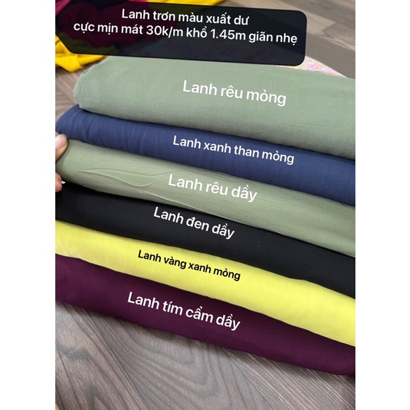 Vải Lanh cotton- Vải Lanh Trơn 100% Cotton có 8 Màu Sắc- siêu Mát -Mềm Mịn- chỉ 30k.1mm