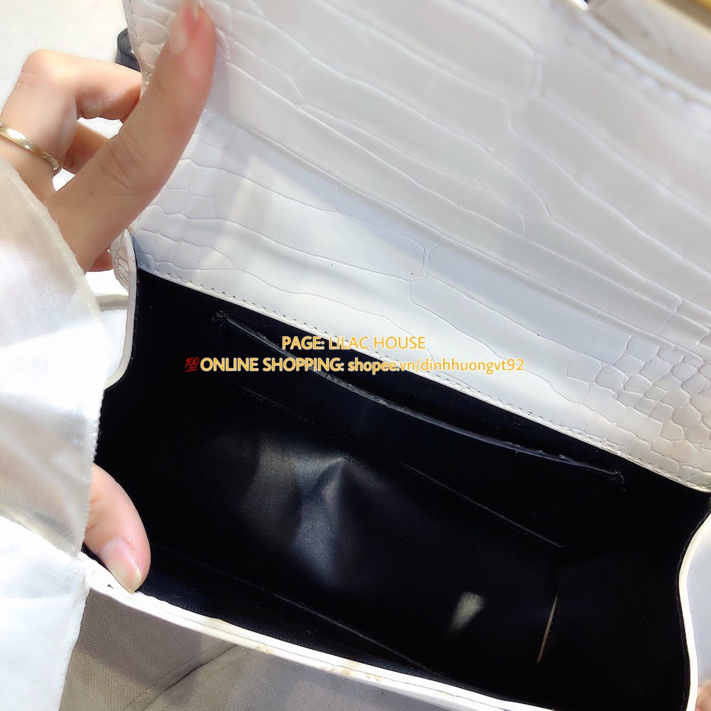 Túi chữ B treo- vân rắn da bóng HOT TREND