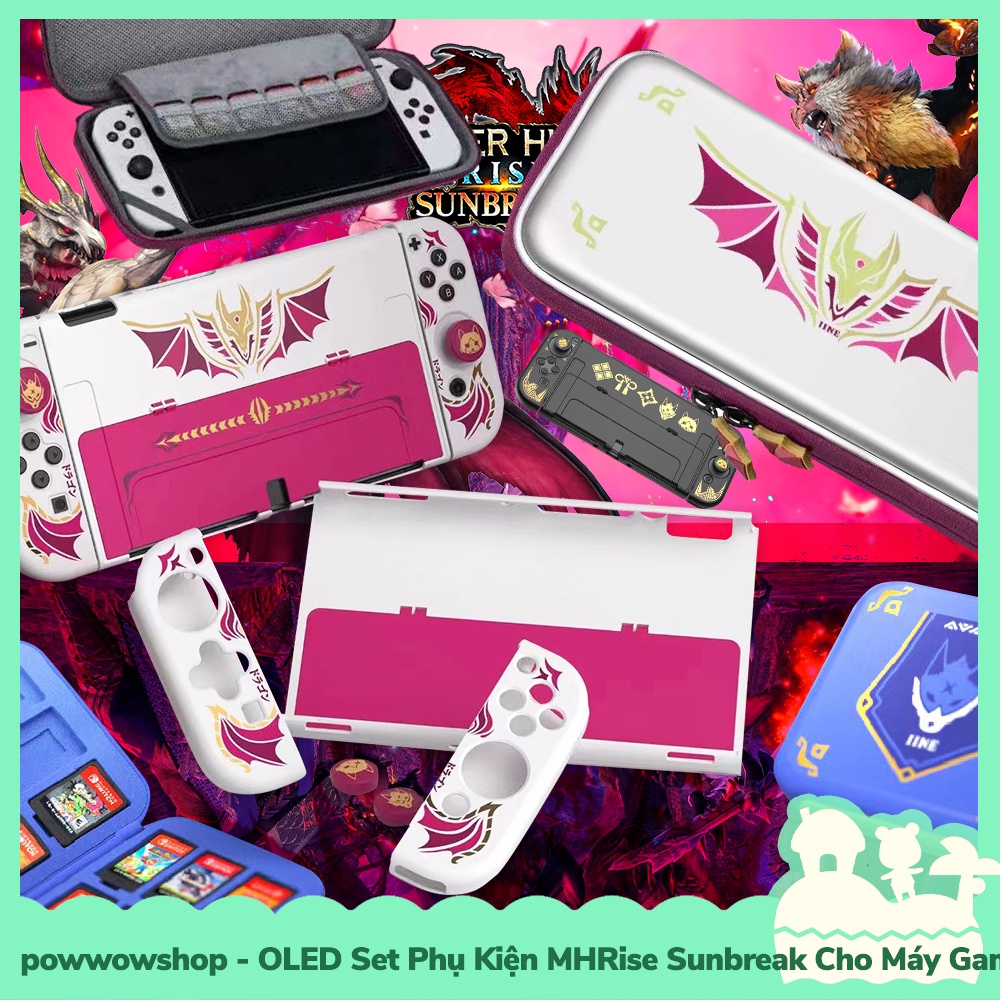 [Sẵn VN - Hỏa Tốc] OLED Set Bộ Phụ Kiện Case Ốp, Hộp Băng, Túi Máy Game Cho Nintendo Switch Monster Hunter Rise Sunbreak