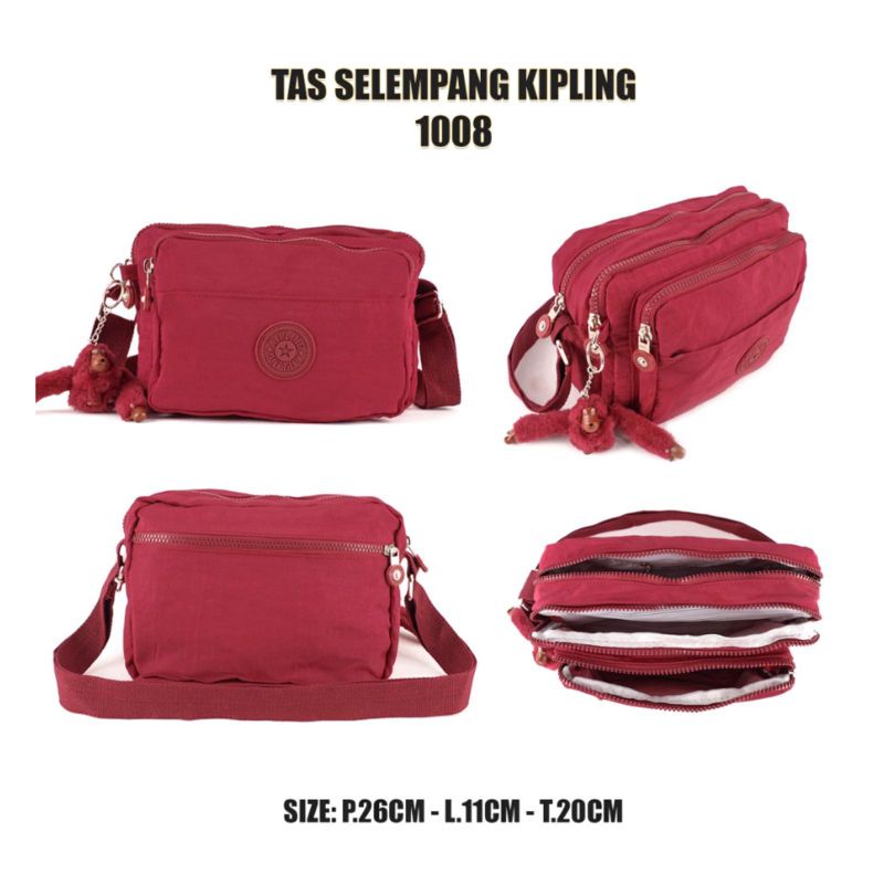 Túi vải dù đeo chéo nữ Kipling KL1803 size 28 nhiều ngăn đựng điện thoại, ví tiền thời trang cao cấp SANTA STORE