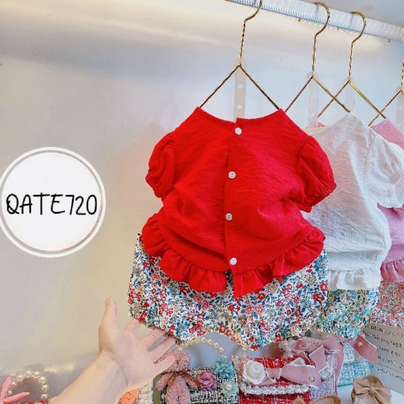 Bộ đũi phối quần hoa thiết kế tinh tế cho các bé 🌺