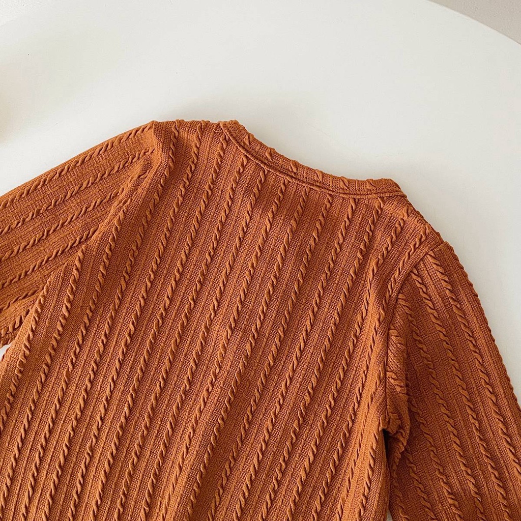 Áo sweater SANLUTOZ vải dệt kim dày mềm mại màu trơn giữ ấm mùa đông cho bé trai và gái