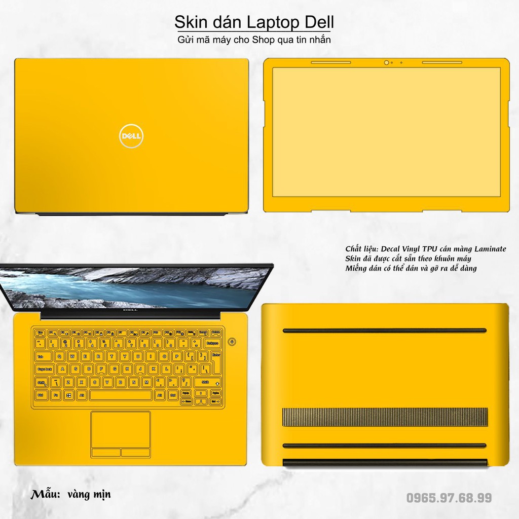 Skin dán Laptop Dell màu Chrome vàng mịn (inbox mã máy cho Shop)