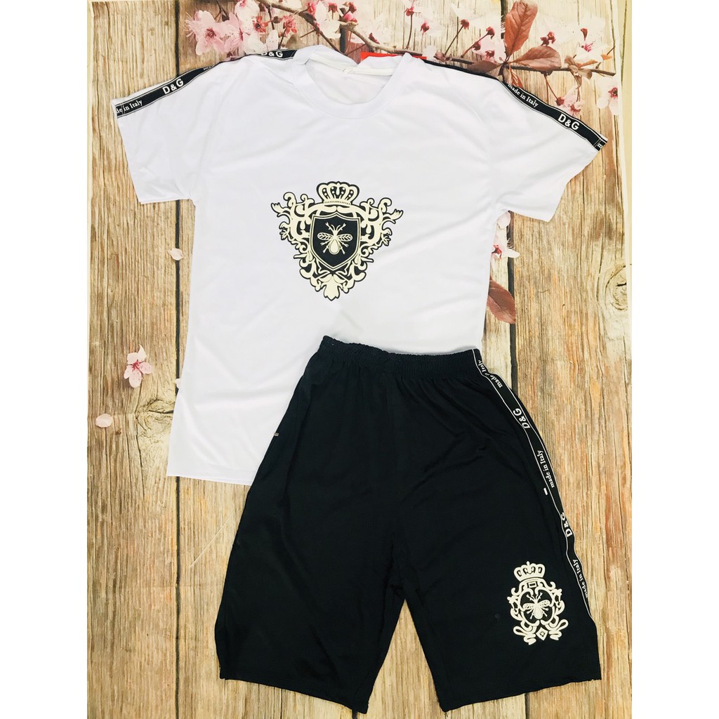 [BN02] Bộ Hè Nam, Bộ Thun Nam Cộc Tay In Logo Ong In Nhiệt HAI MÀU TRẮNG ĐEN Hàng Full Size | BigBuy360 - bigbuy360.vn