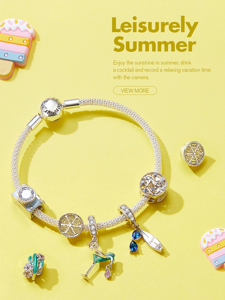 Hạt phụ kiện BAMOER BSC266 bằng bạc 925 đính đá hình cá ngựa dùng làm vòng tay DIY chất lượng cao