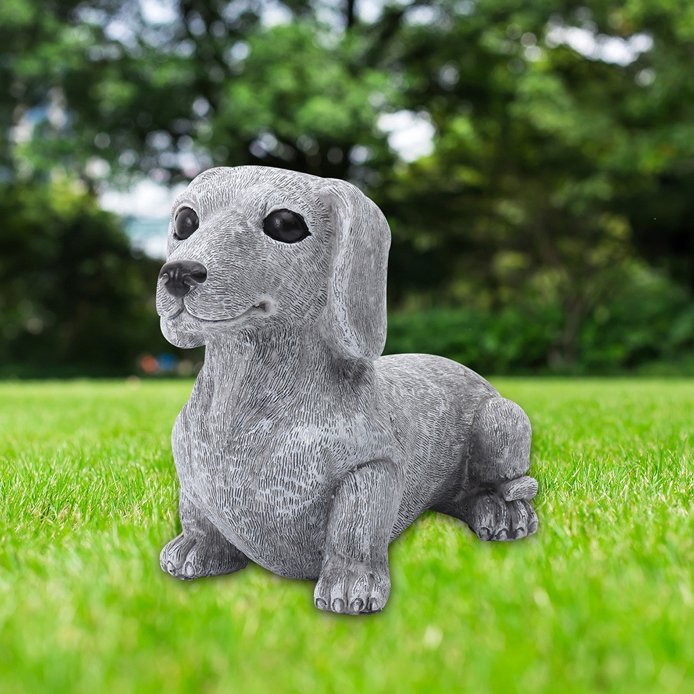 JANE Patio Lawn Garden Decor Gift Dog Figurines Dog Statue Table Centerpiece Lifelike Dachshund Sculpture for Dog Lovers Memorial