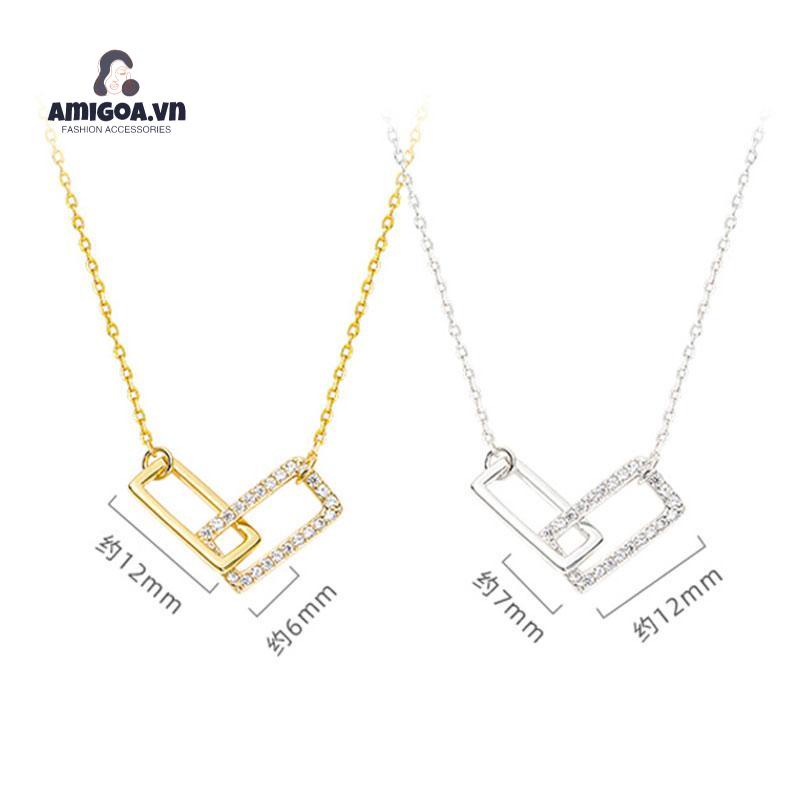 Vòng cổ Hai Lớp Mặt Vuông Đơn Giản Sang Trọng Cho Nữ
