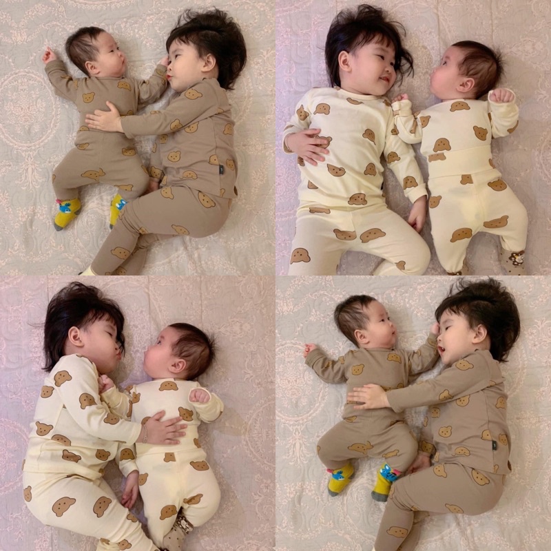 Bộ gấu cotton xuất hàn cho bé