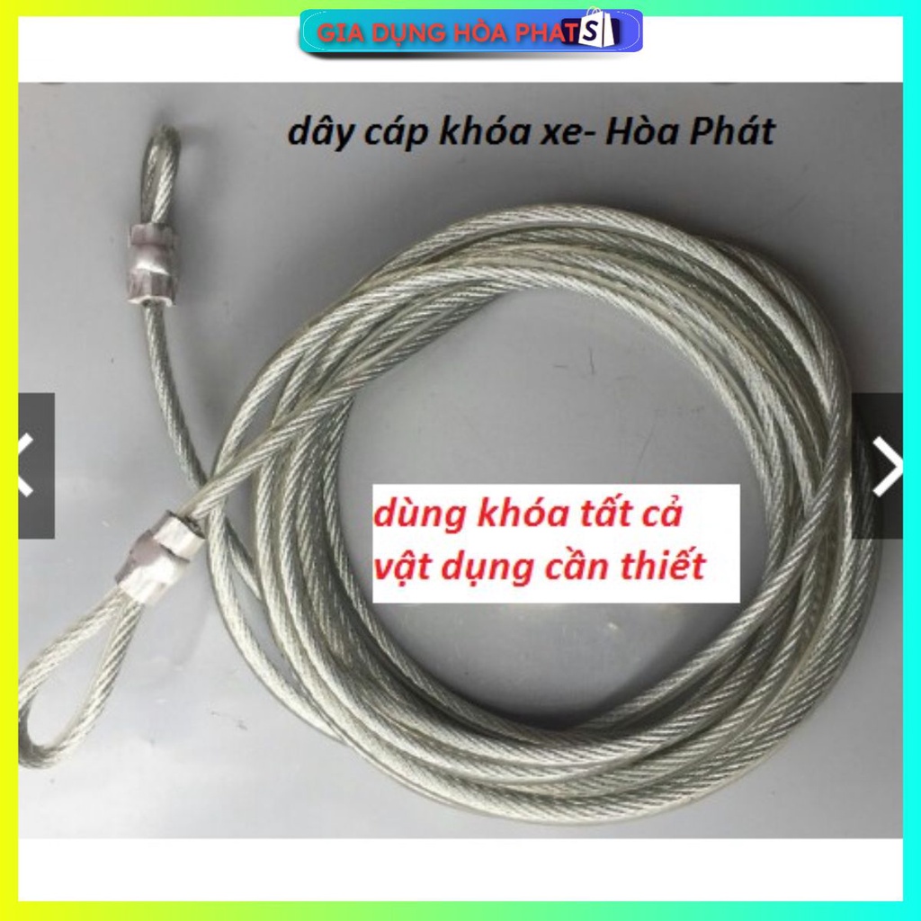 DÂY CÁP KHÓA XE BỌC NHỰA 6 TẤC , 8 TẤC 1M , 2M , 3M , 5M , 8M , 10M PHI 10mm.