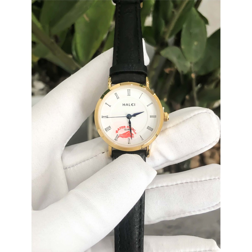 Đồng Hồ Cặp Đôi Nam Nữ HALEI Dây Da Cao Cấp Size 41/26 Chính Hãng Chống Nước