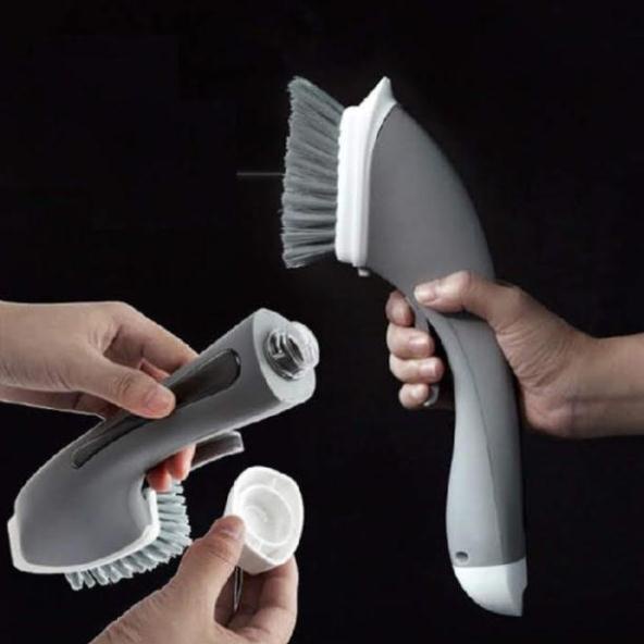 Chổi Cọ Rửa 4in1 Kèm Bình Xịt Chà Vết Bẩn BEHOME Bàn Chải Nhựa Chà Sàn Nước Có Ngăn Đựng Xà Bông Nước Rửa Chén