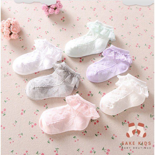 Tất cổ ren bé gái - Tất cotton cổ ren CU nhiều màu dễ thương co giãn tốt cho bé gái phong cách Hàn Quốc mới nhất TCR01