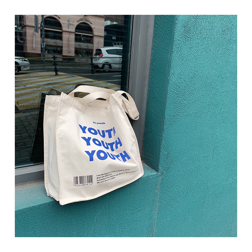 Túi tote vải bố đựng đồ canvas đi học đi làm in hình cô gái có ngăn phụ ngoài siêu cá tính