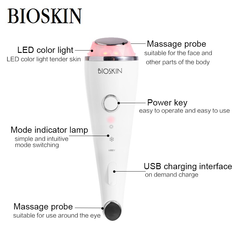 BIOSKIN Face Beauty Massager Hot Cold Skin Care Blue Red Light Skin Tightening Rejuvenation whitening