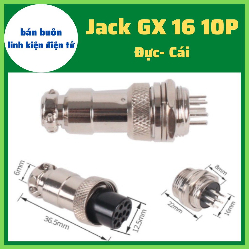 Jack GX16 10p (đực+ cái), Giắc GX16 10P bộ đực cái 16mm, GX16-10P