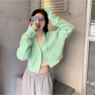 Áo cardigan len basic, dáng ngắn, cổ V (có ảnh thật)