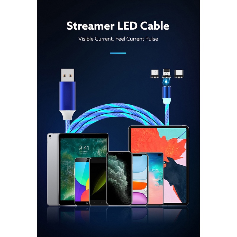 Dây Cáp Sạc USB Type C Có Nam Châm Đèn LED Cho Huawei Samsung