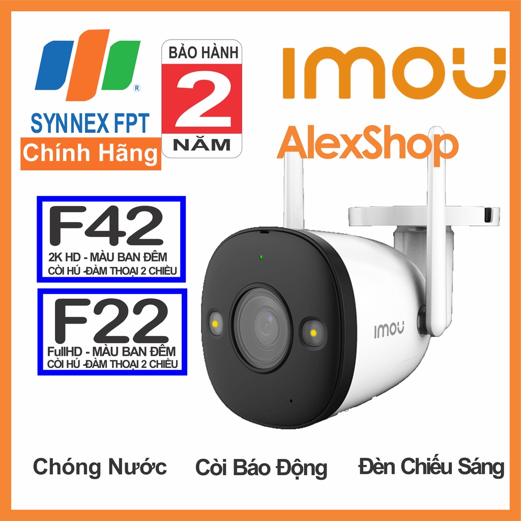 XÃ KHO  F22 / F42 Camera Imou IP Ngoài Trời Quay Đêm Màu Bullet 2M/4M AI - Phân Phối Chính Thức FPT