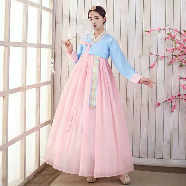 [CÓ SẴN ÁO HỒNG VÁY XANH SIZE L]Hanbok Hàn Quốc phối màu trẻ trung giá rẻ cho học sinh sinh viên.