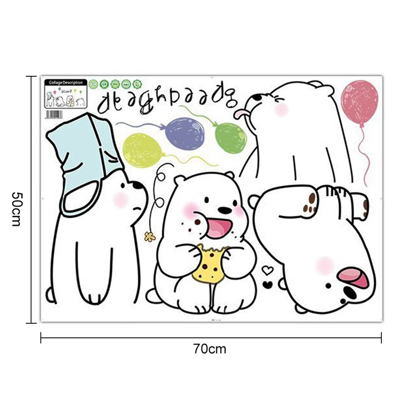 flowersqueen Decal Dán Tường Hình Gấu Lười