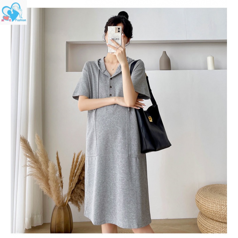 Mom&Kids High Quality Đầm Ngắn Tay Dáng Rộng Phong Cách Phương Tây Cho Phụ Nữ Mang Thai Cỡ 40-150KG