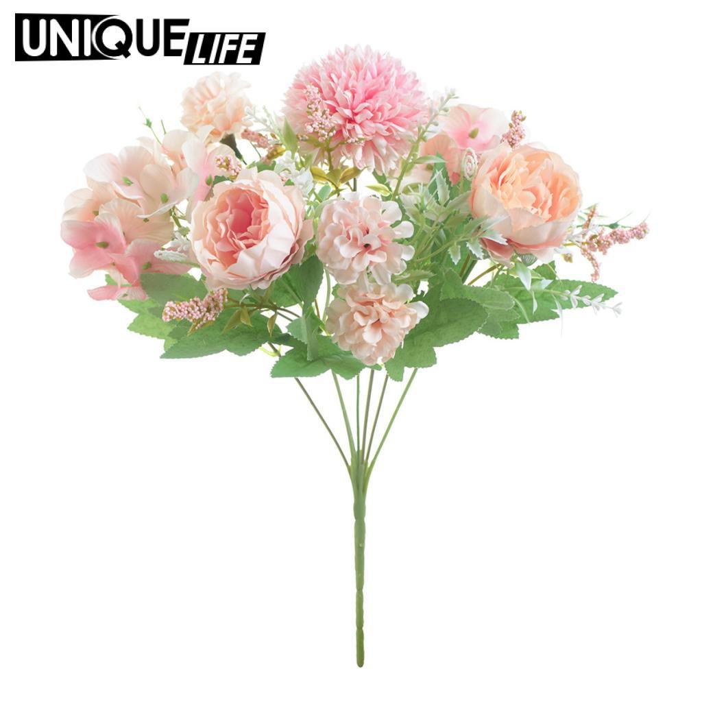 Bó Hoa Mẫu Đơn Giả 7 Bông Bằng Lụa Nhẹ Màu Hồng Nhạt