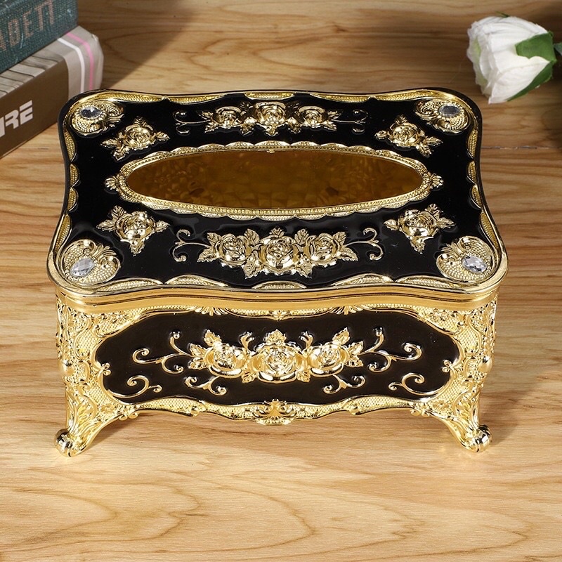Hộp Khăn Giấy Bằng Nhựa Hộp Đựng Giấy Ăn phong cách hoàng gia size 18cm T239