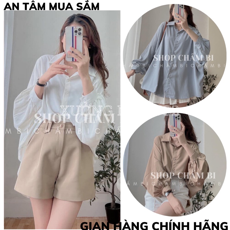 Áo sơ mi trắng tay bồng bo ống phong cách Hàn Quốc dành cho nữ  ,form rộng unisex XƯỞNG MAY TC2