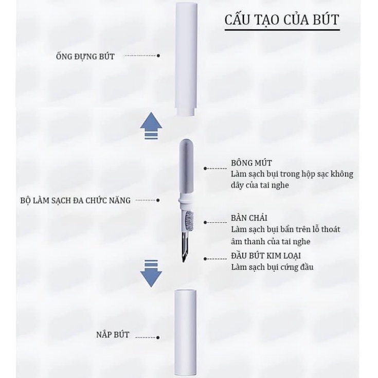 Bút vệ sinh tai nghe Airpod 3 IN 1 bản cao cấp làm sạch sâu, tránh trầy xước