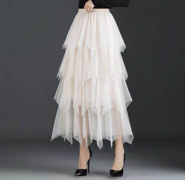 Chân váy lưới 4 tầng qc kèm hình thật