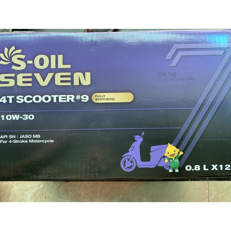 Dầu nhờn động cơ S-Oil Seven 4T Scooter 10W30 0.8L Dành Cho Xe Ga