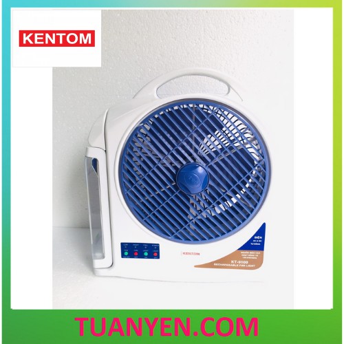 Quạt Sạc Kiêm Đèn Sạc 2 Bình Kentom KT9100- Hàng chính hãng