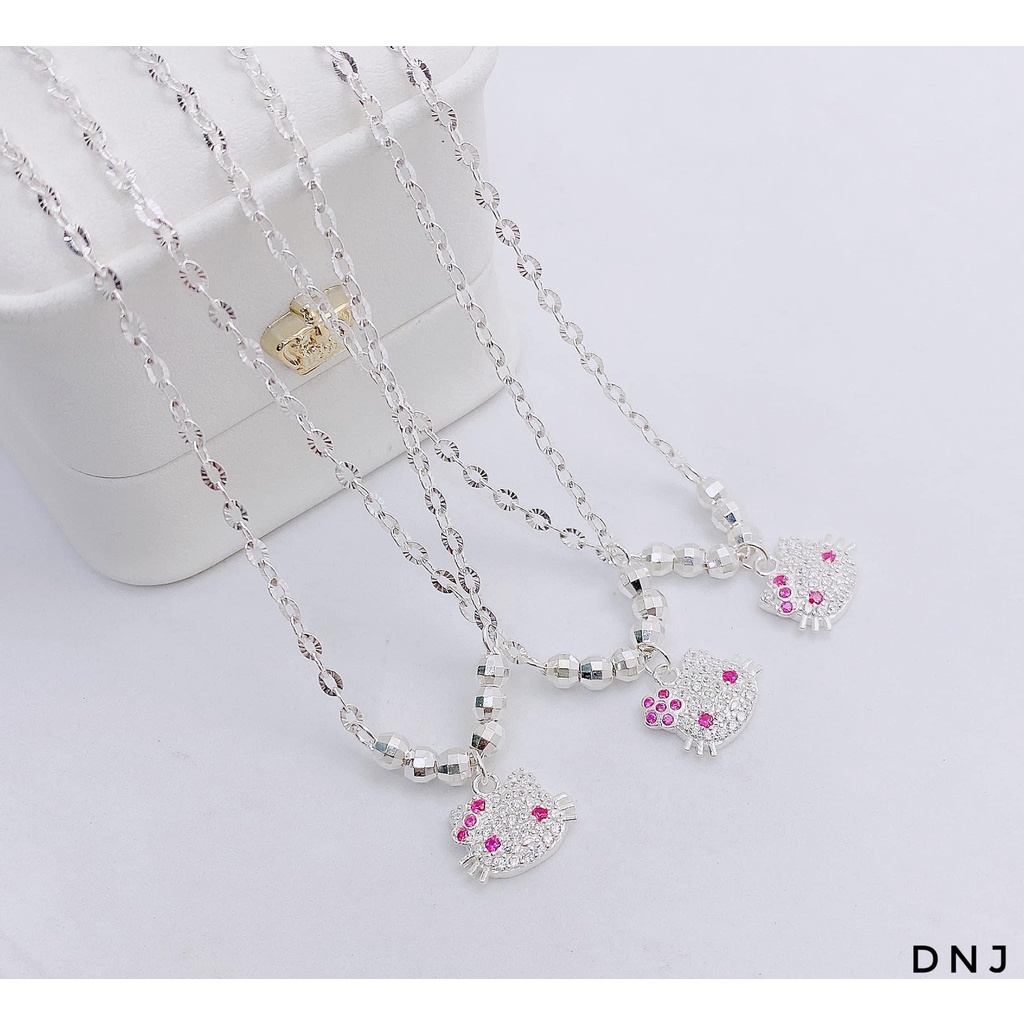 Dây chuyền bạc thật mặt mèo kitty cho bé gái xinh xắn