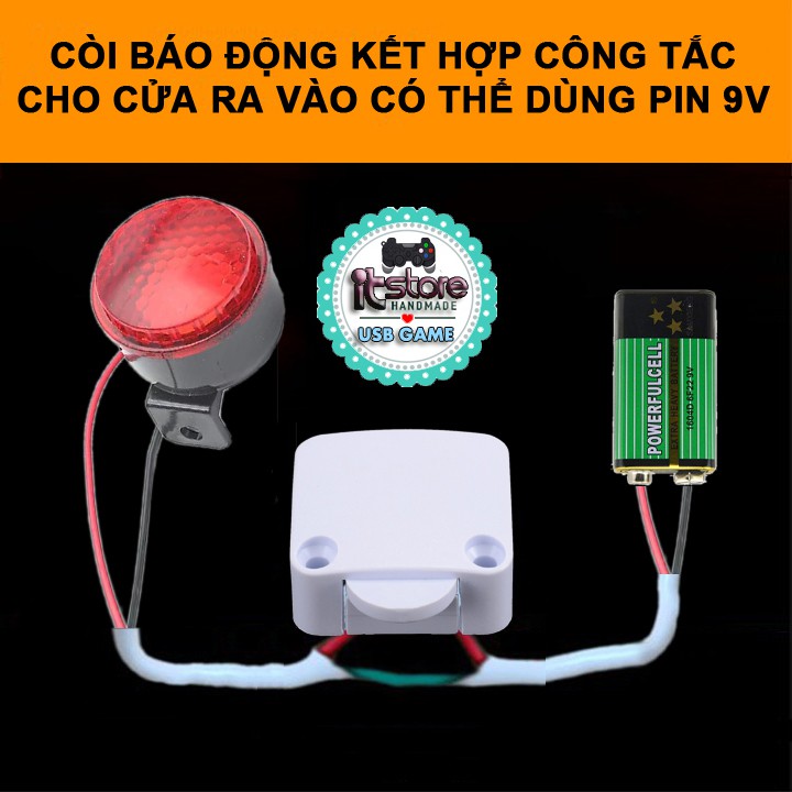 Còi báo động 6 tiếng có đèn báo nhấp nháy cho chuông chống trộm cửa ra vào, xe máy hay công tắc cảm ứng 9V - 12V