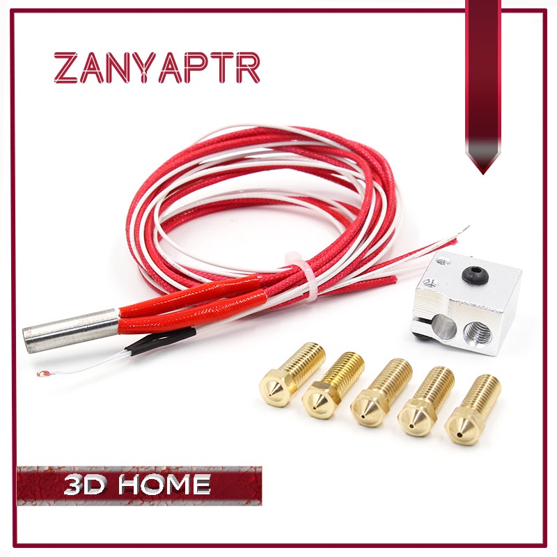 Bộ vòi phun núi lửa E3D - 12V 24V Volcano Hotend Đùn khối nhôm Hộp mực nóng Điện trở nhiệt + 5 vòi p