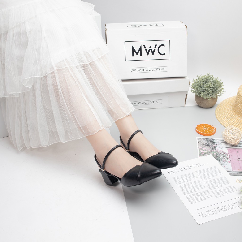 Giày Cao Gót MWC Đế Vuông 5CM Bít Mũi Quai Hậu NUCG-3816