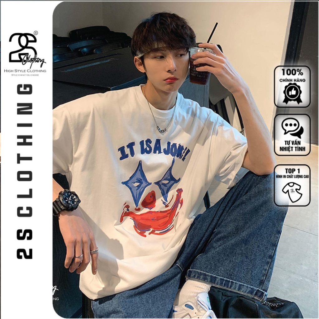 Áo Thun Nam Cổ Tròn Form Rộng 2S Clothing Áo Phông Nữ Form Rộng Tay Lỡ Giấu Quần Basic Cotton In Hình Jorker TV150