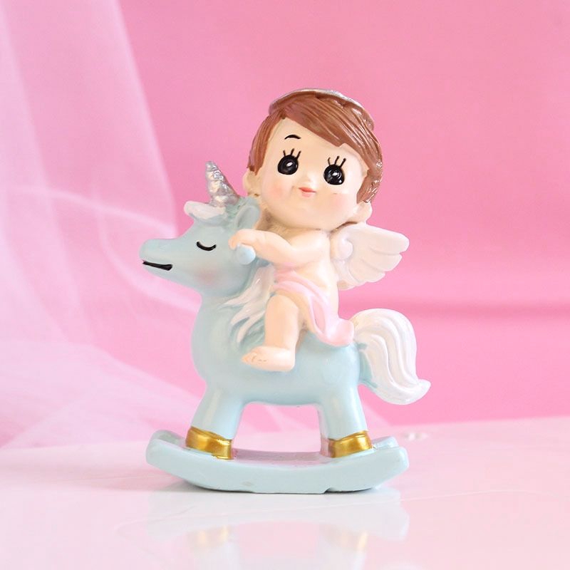 Trang trí em bé cưỡi kì lân xanh