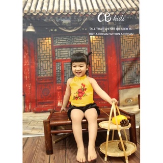 Set yếm hoa sen kèm vấn cho bé gái