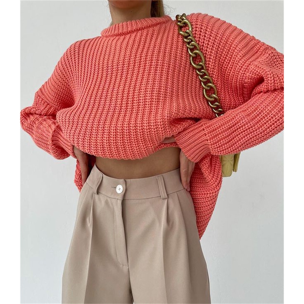 DUNEA Áo Sweater Tay Dài Cổ Tròn Plus Size Cho Nữ