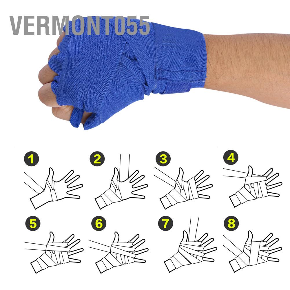 Set 2 Cuộn Băng Quấn Tay Boxing Muay Thai 3 Màu Sắc Bằng Cotton 2.5m