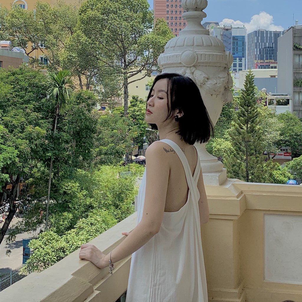 (Ảnh thật) Đầm suông chéo lưng hot trend