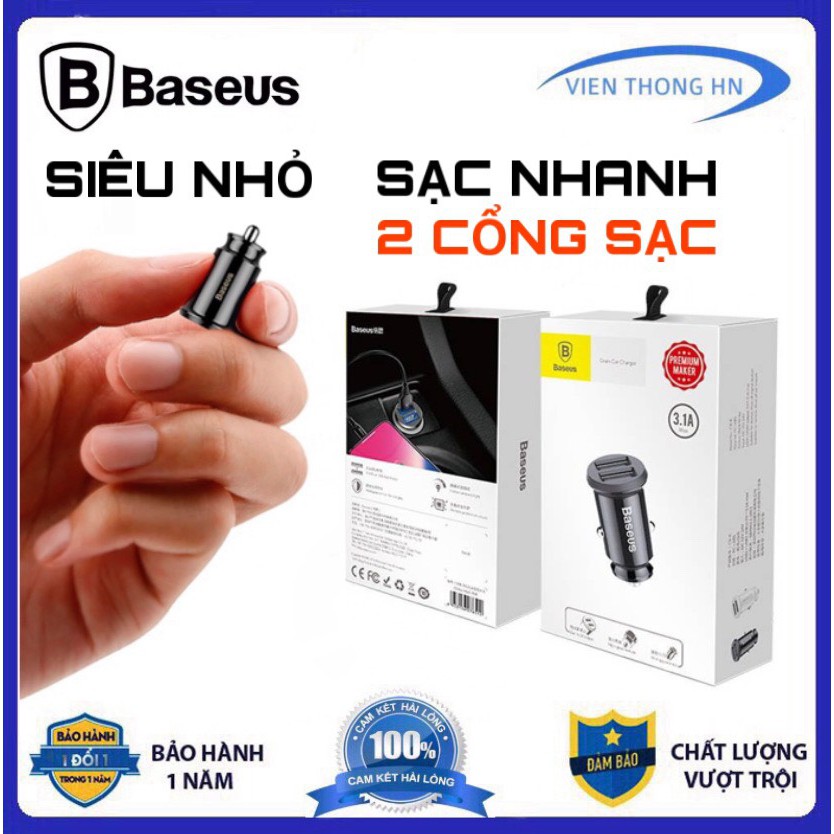 Tẩu sạc ô tô 2 cổng có đèn led baseus ccall-ml01 - cốc sạc nhanh oto xe hơi có led - vienthonghn