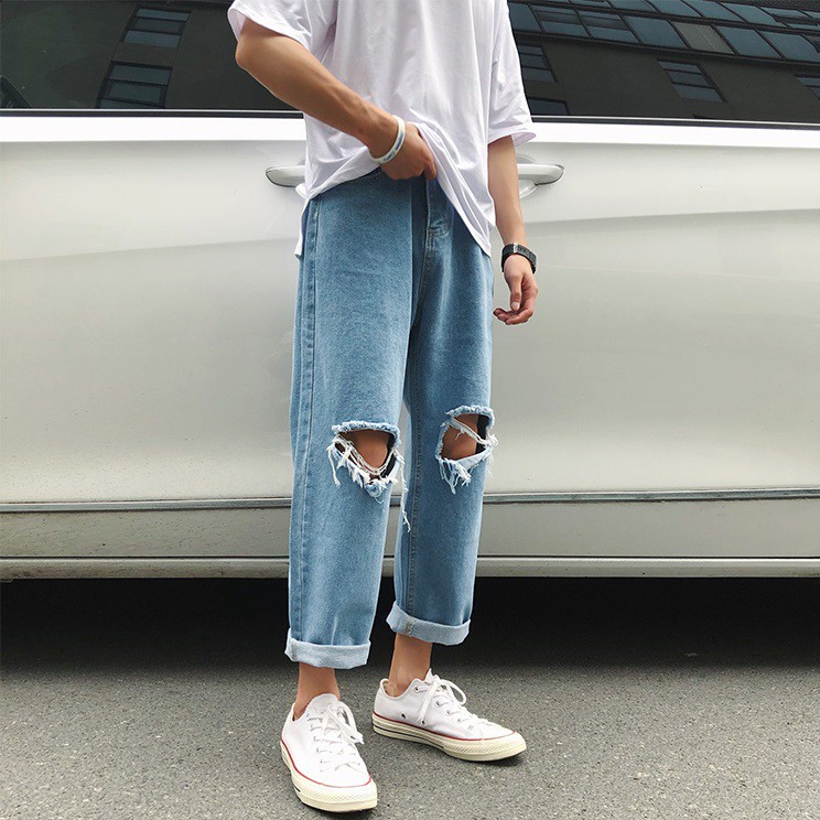 Quần jean nam nữ Hàn Quốc dáng rộng Trousers Loose SCT7TR66