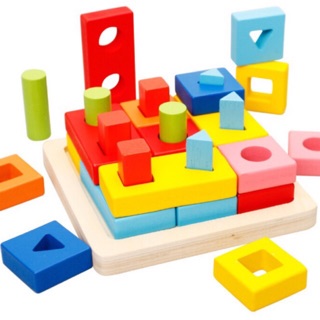 Đồ chơi gỗ Montessori thả cọc hình khối thông minh (VIDEO + ẢNH THẬT)