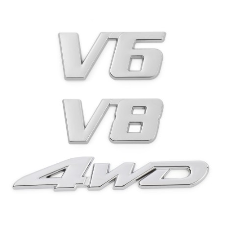 Decal kim loại nổi 3D V6 V8 tem logo biểu tượng miếng dán xe hơi ô tô tương thích Toyota Camry Land Cruiser Honda Accord