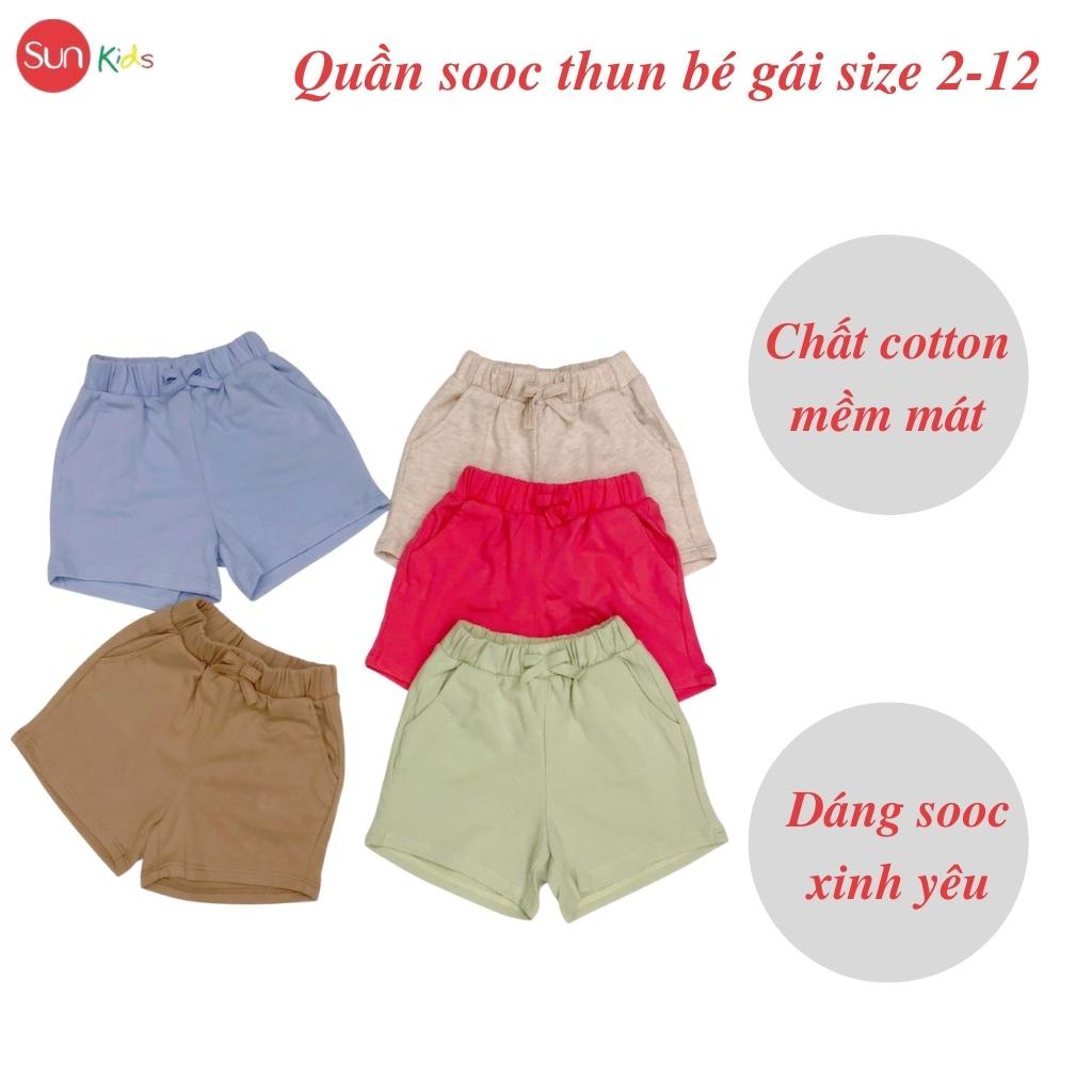 Quần short bé gái SUNKIDS, quần sooc bé gái chất ren và cotton , size 2-12 tuổi